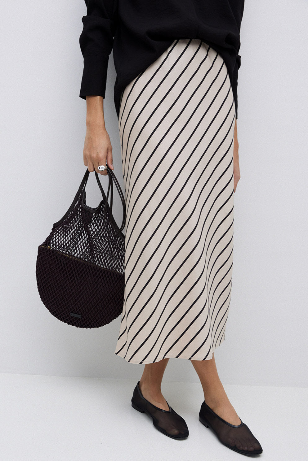 Falda rayas midi