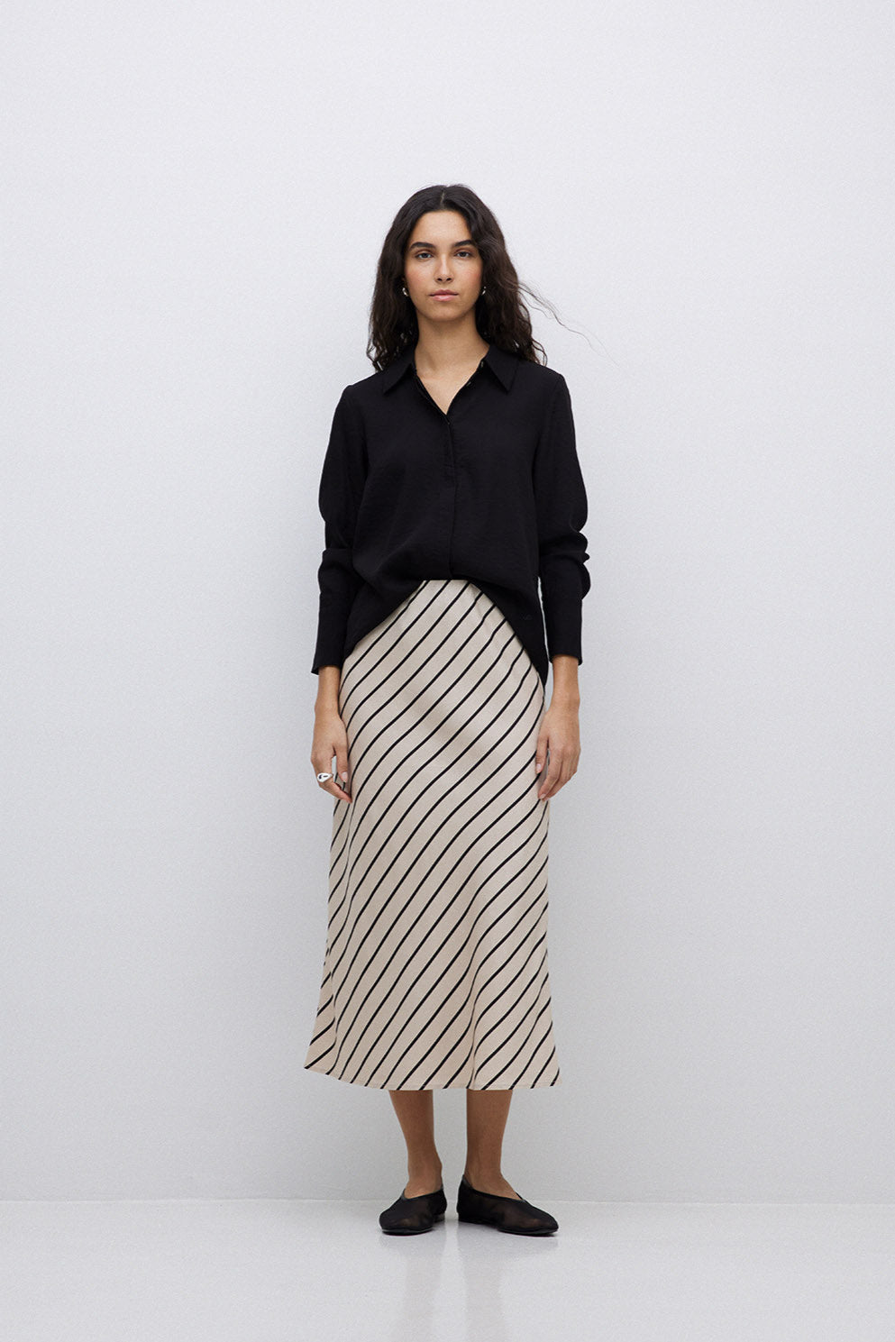 Falda rayas midi