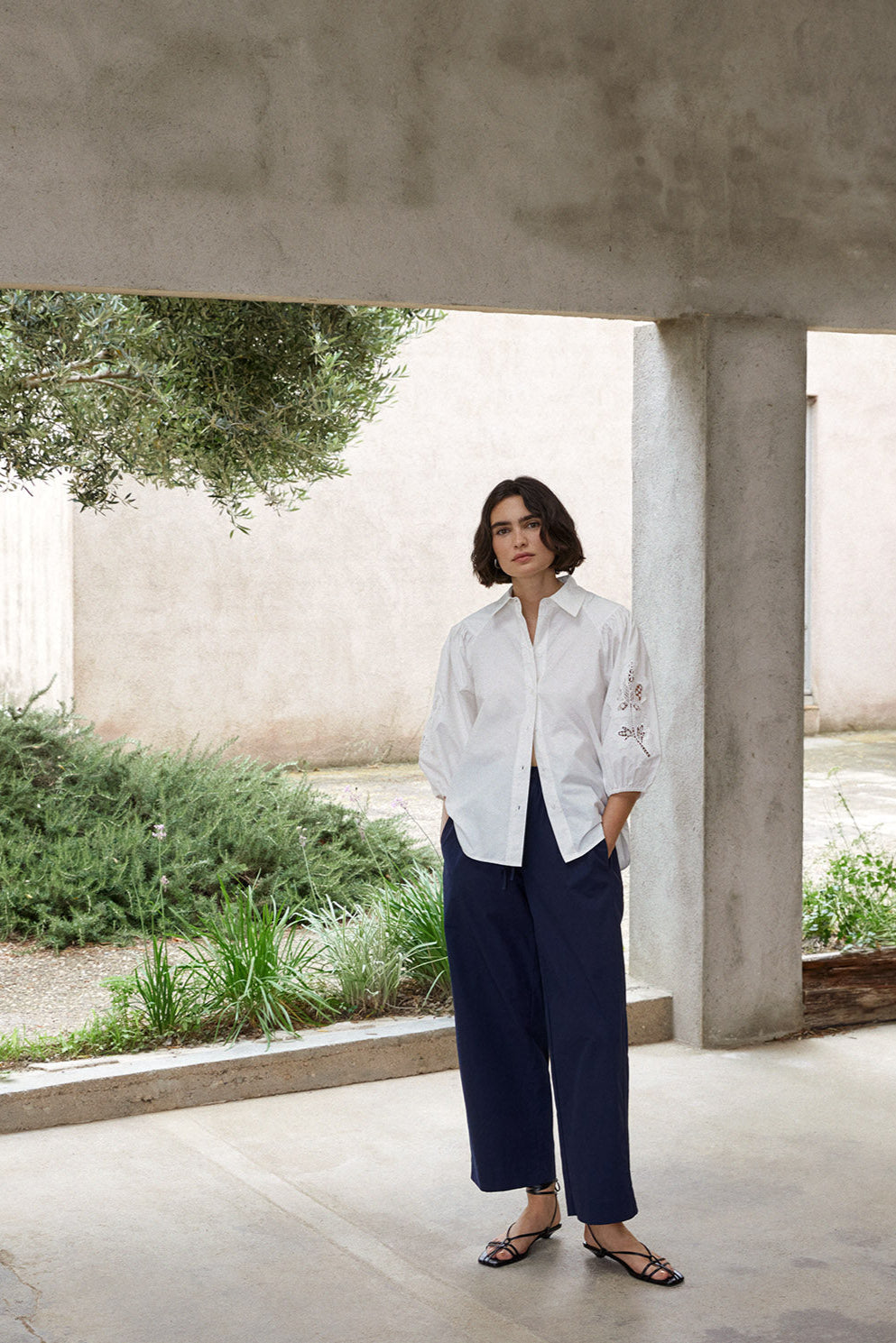 Camisa blanca manga abombada