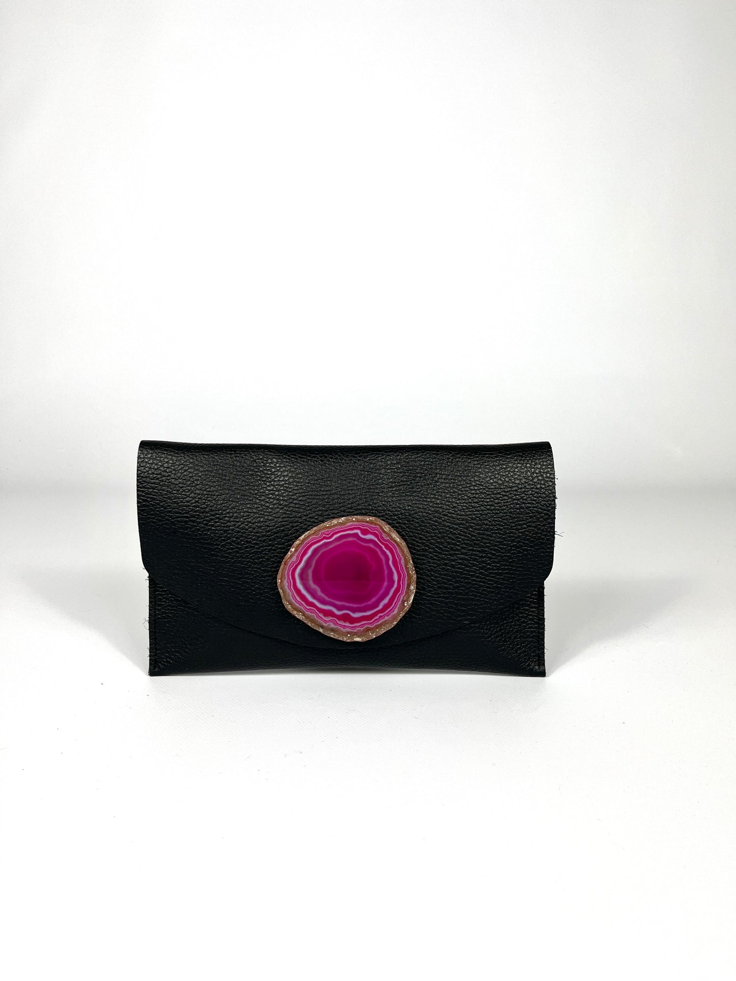 Cartera negra ágata rosa