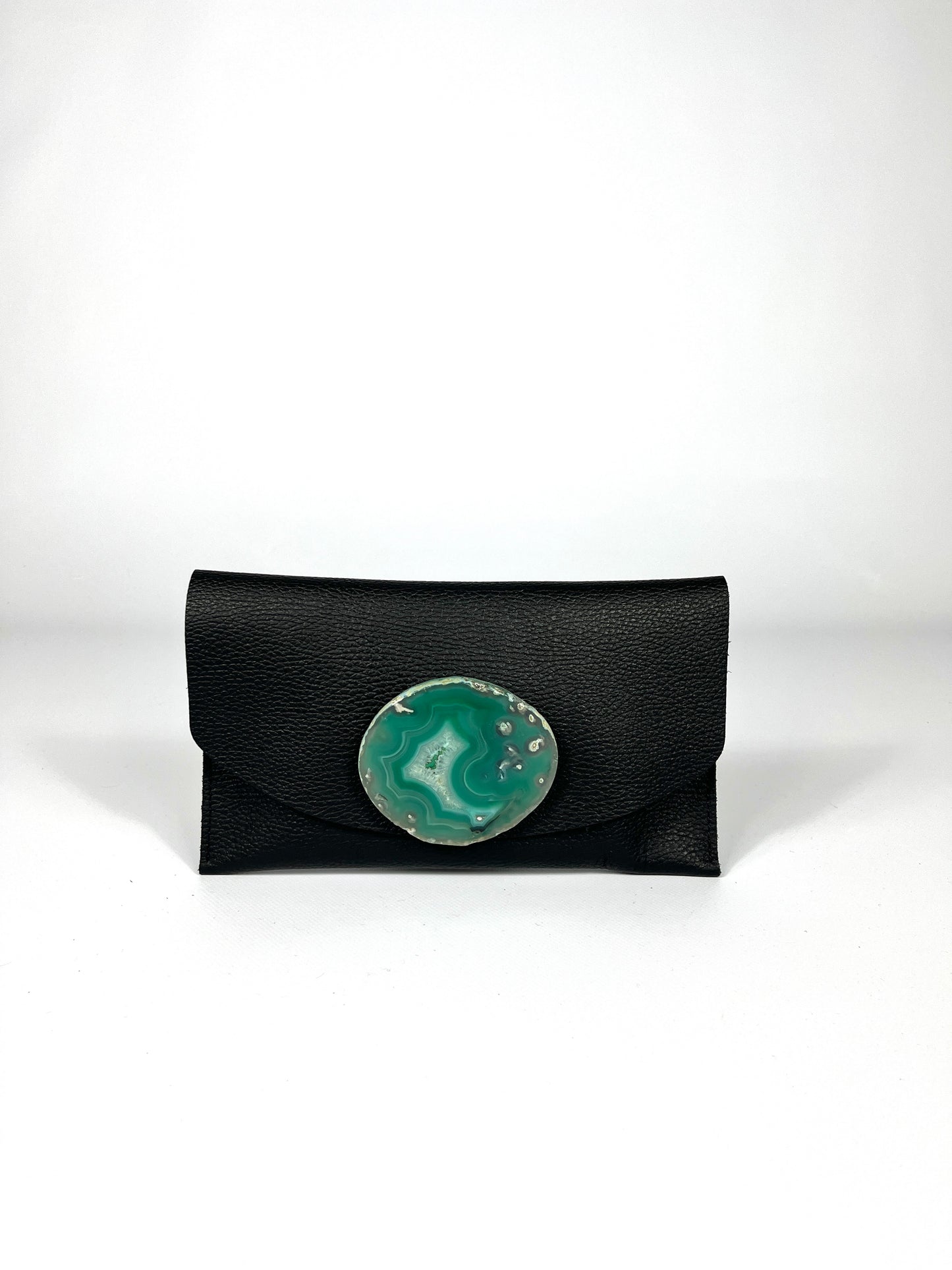 Cartera negra ágata verde